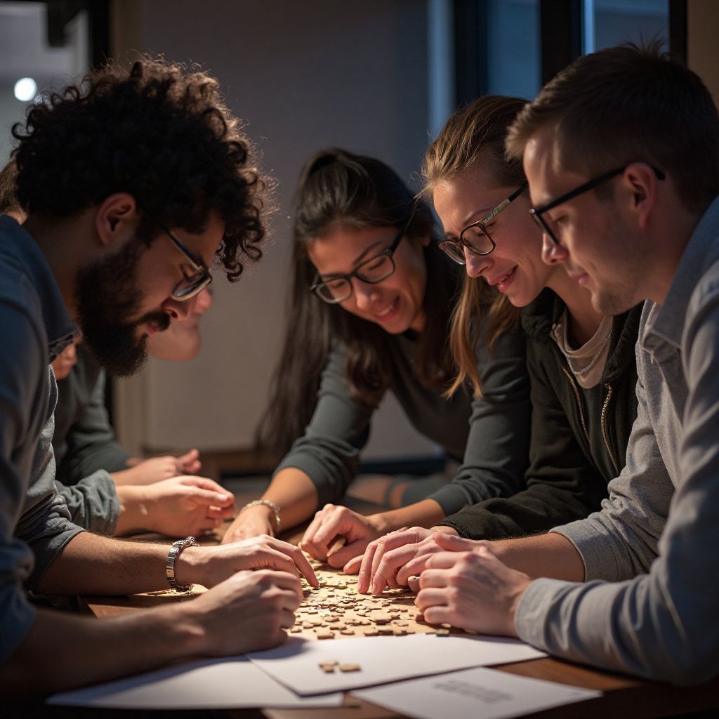 Team solving puzzles together